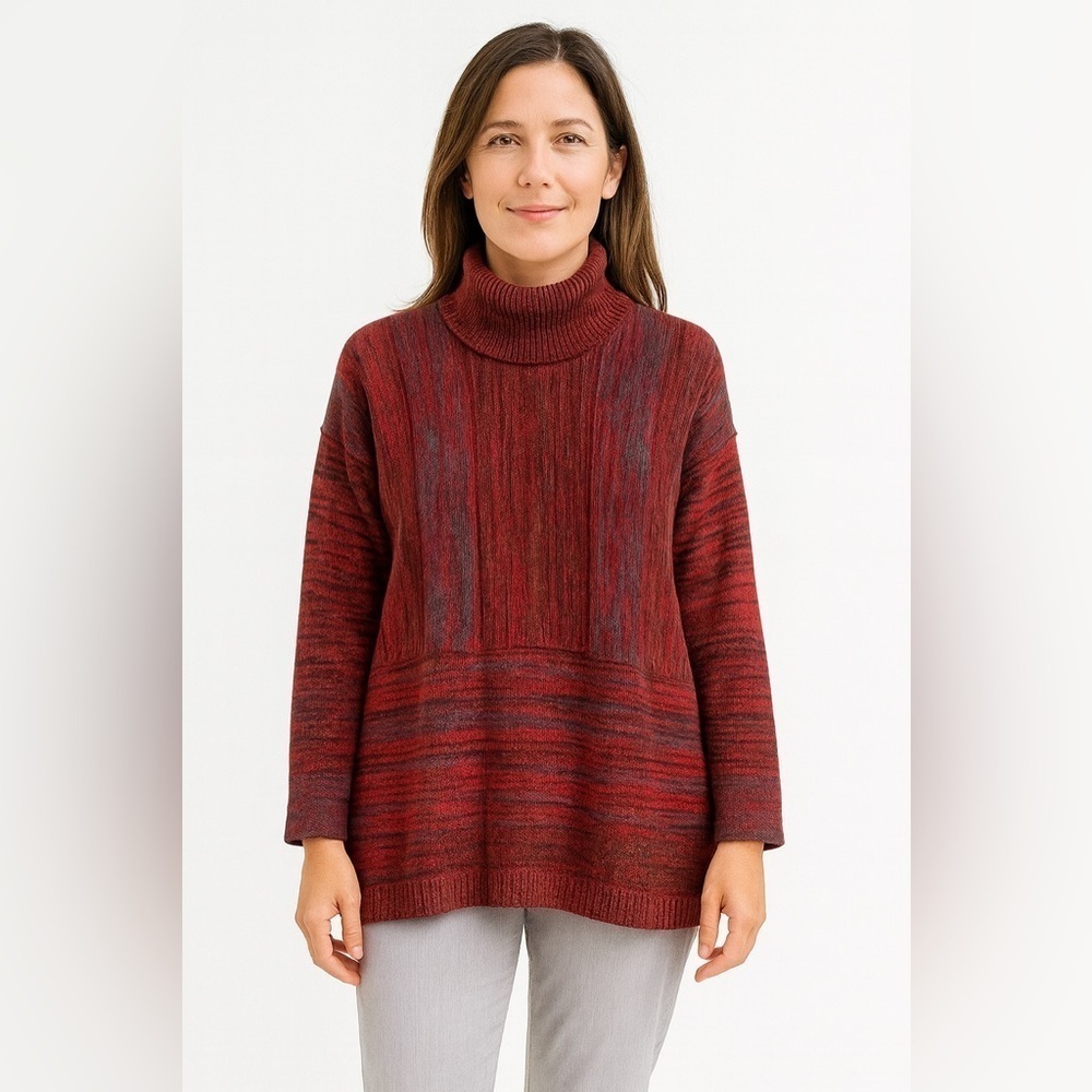 Soft Surroundings Small Multicolor Stripe Cowl Turtleneck Pullover Sweater